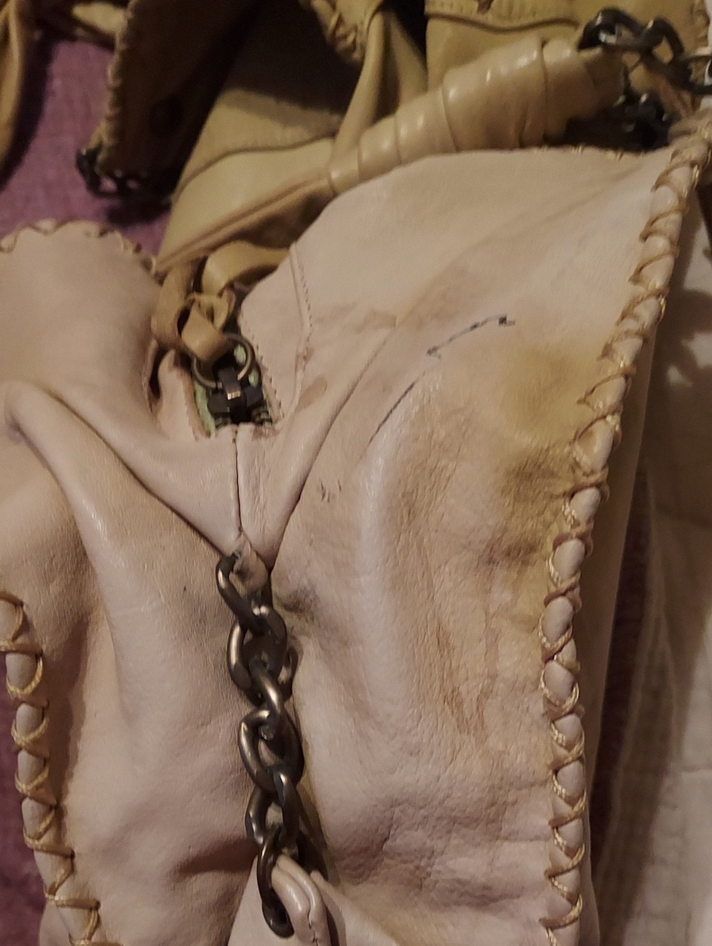 ***Cleaned With Leather Cleaner & Color Faded***Italian Leather Bag Maritza - Picture 9 of 9